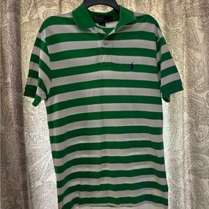 Polo by Ralph Lauren Green and White Striped Men's Shirt